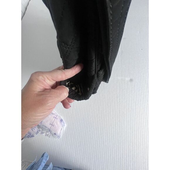 Vera Bradley Black Quilted Messenger Baby Diaper Bag/Changing Pad Zebra Lining - Picture 10 of 11